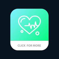 hjärta slå vetenskap mobil app knapp android och ios linje version vektor