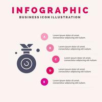 medalj olympic vinnare vann fast ikon infographics 5 steg presentation bakgrund vektor