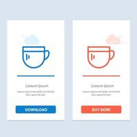 kopp te kaffe grundläggande blå och röd ladda ner och köpa nu webb widget kort mall vektor