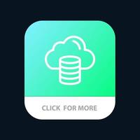 Cloud-Computing-Geld-Dollar-App-Schaltfläche für Android- und iOS-Linienversion vektor