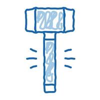 Hammer-Werkzeug-Doodle-Symbol handgezeichnete Illustration vektor