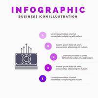 pengar bunt dollar överföra fast ikon infographics 5 steg presentation bakgrund vektor