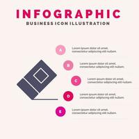 utbildning suddgummi stationär fast ikon infographics 5 steg presentation bakgrund vektor