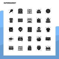 25 Supermarkt-Icon-Set solide Glyphen-Icon-Vektor-Illustrationsvorlage für Web- und mobile Ideen für Unternehmen vektor