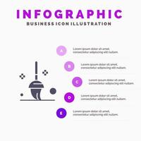 Eimer Wischmopp solide Symbol Infografiken 5 Schritte Präsentationshintergrund vektor