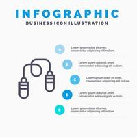 övning kondition hoppa rep Hoppar linje ikon med 5 steg presentation infographics bakgrund vektor