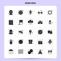 solide 25 Mardi Gras Icon Set Vektor Glyphe Stil Design schwarze Icons Set Web und mobile Geschäftsideen Design Vektor Illustration