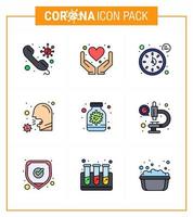 coronavirus medvetenhet ikon 9 fylld linje platt Färg ikoner ikon inkluderad sjuk sjukvård hälsa vård covid timer viral coronavirus 2019 nov sjukdom vektor design element