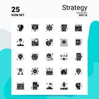 25 strategi ikon uppsättning 100 redigerbar eps 10 filer företag logotyp begrepp idéer fast glyf ikon design vektor