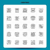 Umriss 25 Weihnachten Icon Set Vektor Line Style Design schwarze Icons Set lineare Piktogramm Pack Web und mobile Geschäftsideen Design Vektor Illustration