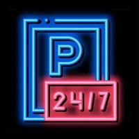 24 stunden parkplatz neonlicht symbol illustration vektor