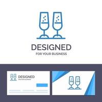kreativ företag kort och logotyp mall firande champagne glasögon Skål toasting vektor illustration