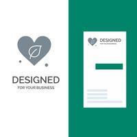 Herz grüne Welt retten graues Logodesign und Visitenkartenvorlage vektor