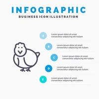 Huhn Ostern Baby Happy Line Symbol mit 5 Schritten Präsentation Infografiken Hintergrund vektor