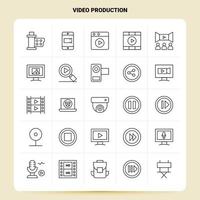 Umriss 25 Videoproduktion Icon Set Vektor Linienstil Design schwarze Icons Set lineares Piktogramm Pack Web und mobile Geschäftsideen Design Vektor Illustration