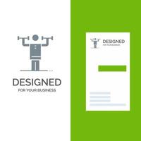 Aktivität Disziplin menschliche körperliche Stärke graues Logo-Design und Visitenkartenvorlage vektor