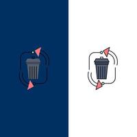 avfall förfogande sopor förvaltning återvinna platt Färg ikon vektor
