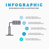 Bau Lichtturm Straße Liniensymbol mit 5 Schritten Präsentation Infografiken Hintergrund vektor