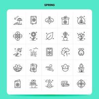 Umriss 25 Frühling Symbolsatz Vektor Linienstil Design schwarze Symbole Set lineare Piktogrammpaket Web und mobile Geschäftsideen Design Vektorillustration