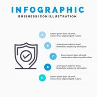 bekräfta skydd säkerhet säkra linje ikon med 5 steg presentation infographics bakgrund vektor