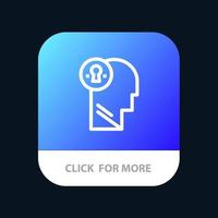 Business Head Idea Mind Think Mobile App Button Android- und iOS-Line-Version vektor