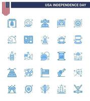 große packung mit 25 usa glücklicher unabhängigkeitstag usa vektor blues und editierbare symbole des abzeichens amerikanischer mann tag kalender editierbare usa tag vektor design elemente