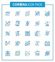 covid19-symbolsatz für infografik 25 blaues paket wie unterstützendes medizinisches grippe-kommunikationsvirus virales coronavirus 2019nov-krankheitsvektor-designelemente vektor
