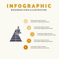 raumstation flugzeug raumfahrzeug starten festes symbol infografiken 5 schritte präsentationshintergrund vektor