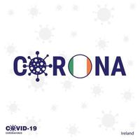 irland coronavirus typografie covid19 country banner bleib zu hause bleib gesund pass auf deine eigene gesundheit auf vektor