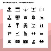 25 Sportattribute und Sporttraining-Icon-Set solide Glyphen-Icon-Vektor-Illustrationsvorlage für Web- und mobile Ideen für Unternehmen vektor