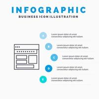 Website-Browser Business Unternehmensseite Web-Webseite Liniensymbol mit 5 Schritten Präsentation Infografiken Hintergrund vektor