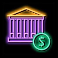 finansiell byggnad och dollar mynt neon glöd ikon illustration vektor