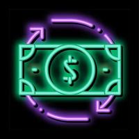 Bank notera dollar och runt om pilar neon glöd ikon illustration vektor