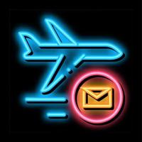 flygplan leverans post transport företag neon glöd ikon illustration vektor