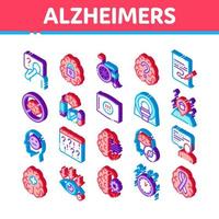 alzheimer-krankheit isometrische symbole setzen vektor