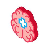 hjärna och medicinsk korsa isometrisk ikon vektor illustration