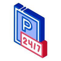 24-Stunden-Parkplatz isometrische Symbolvektorillustration vektor