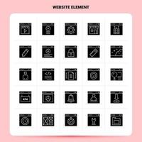 solide 25 Website Element Icon Set Vektor Glyphe Stil Design schwarze Icons Set Web und mobile Geschäftsideen Design Vektor Illustration