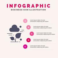 växt moln blad teknologi fast ikon infographics 5 steg presentation bakgrund vektor