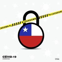 chile lock down lock coronavirus pandemie bewusstseinsvorlage covid19 lock down design vektor