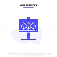 unsere dienstleistungen tafel ostern solide glyph symbol webkartenvorlage vektor