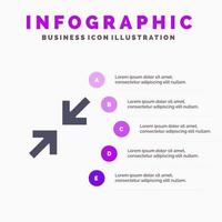 Pfeile Pfeil zoomen solides Symbol Infografiken 5 Schritte Präsentationshintergrund vektor