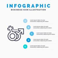 Geschlecht männlich weiblich Symbol Symbol Leitung mit 5 Schritten Präsentation Infografiken Hintergrund vektor