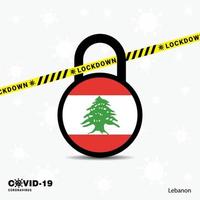 libanon lock down lock coronavirus pandemie bewusstseinsvorlage covid19 lock down design vektor