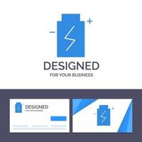 kreative visitenkarte und logo-vorlage batterie ökologie energie umwelt vektorillustration vektor