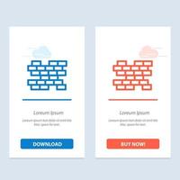 Brick Bricks Wall Blau und Rot Web-Widget-Kartenvorlage herunterladen und kaufen vektor