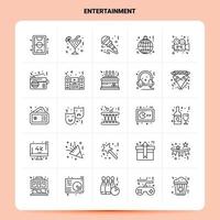 Umriss 25 Entertainment Icon Set Vektor Line Style Design schwarze Icons Set lineare Piktogramm Pack Web und mobile Geschäftsideen Design Vektor Illustration