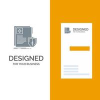 dokumentenschutzschild medizinische gesundheit graues logodesign und visitenkartenvorlage vektor