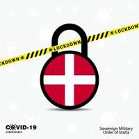 souveräner militärischer orden von malta sperrsperre für coronavirus-pandemie-bewusstseinsvorlage covid19 sperrdesign vektor