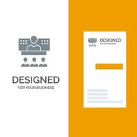 Online-Grau-Logo-Design und Visitenkartenvorlage für Konferenzgespräche im Internet vektor